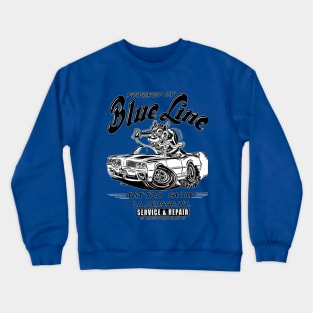 Blue Line Tattoo La Crosse WI Hot Rod Logo Crewneck Sweatshirt